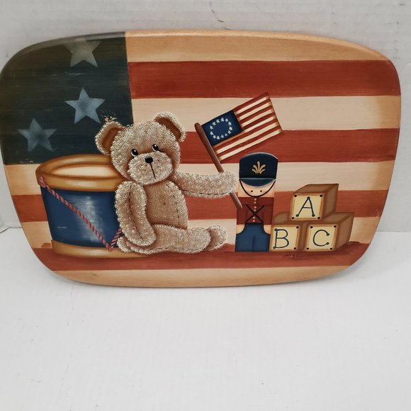 Basket Accessories Wood Toys Patriotic American USA Flag Art Wall Display 90s - Picture 3 of 16